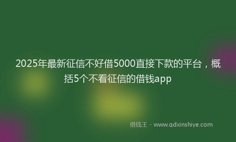 2025年最新征信不好借5000直接下款的平台，概括5个不看征信的借钱app