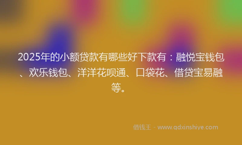 2025年的小额贷款有哪些好下款有：融悦宝钱包、欢乐钱包、洋洋花呗通、口袋花、借贷宝易融等。