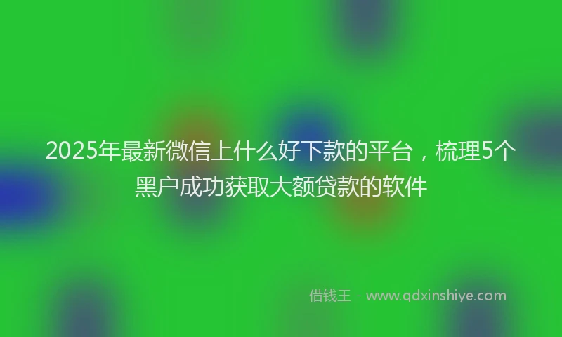 2025年最新微信上什么好下款的平台，梳理5个黑户成功获取大额贷款的软件