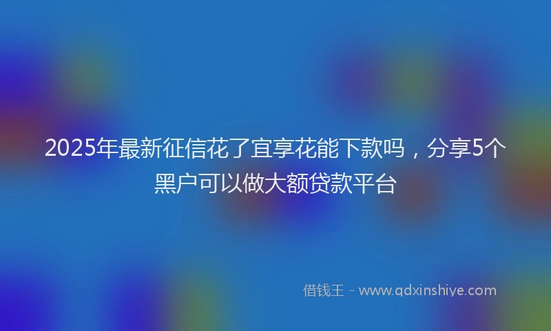 2025年最新征信花了宜享花能下款吗，分享5个黑户可以做大额贷款平台