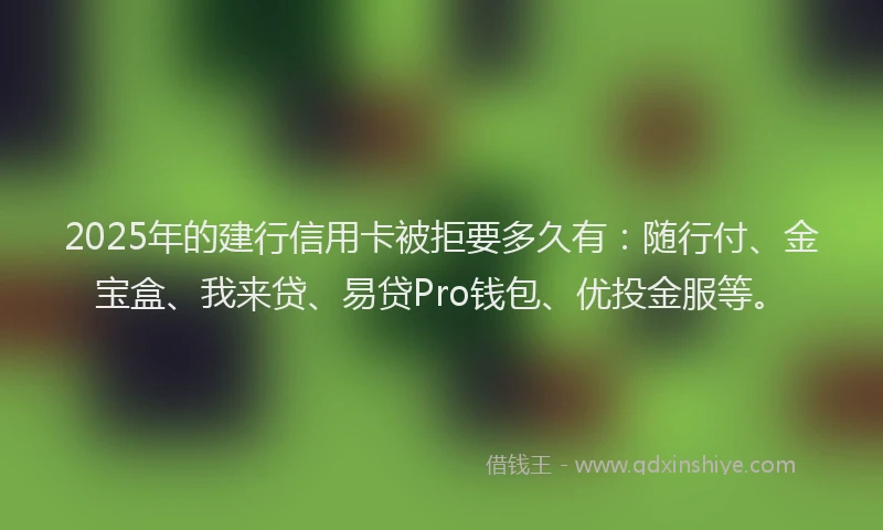 2025年的建行信用卡被拒要多久有：随行付、金宝盒、我来贷、易贷Pro钱包、优投金服等。