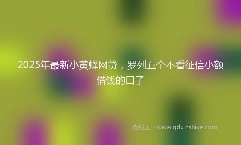2025年最新小黄蜂网贷，罗列五个不看征信小额借钱的口子