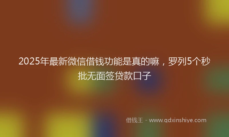2025年最新微信借钱功能是真的嘛，罗列5个秒批无面签贷款口子