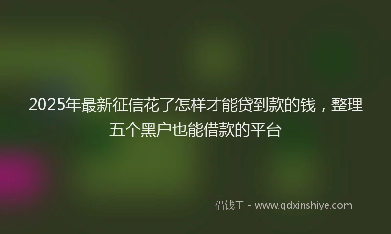 2025年最新征信花了怎样才能贷到款的钱，整理五个黑户也能借款的平台