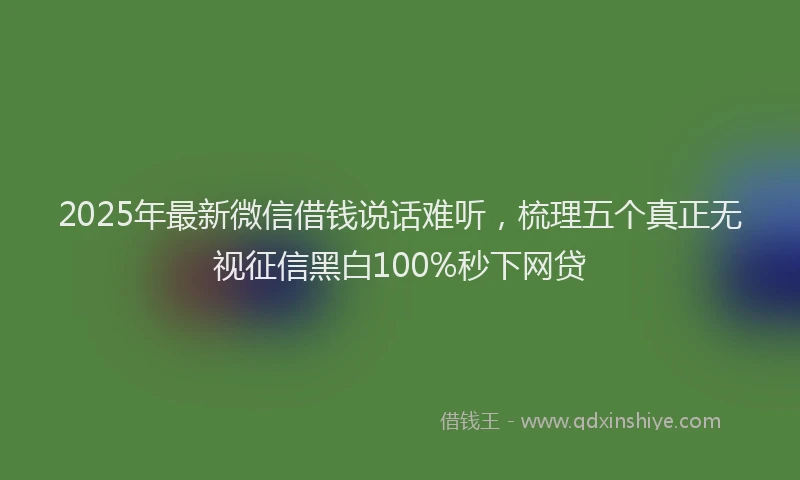 2025年最新微信借钱说话难听，梳理五个真正无视征信黑白100%秒下网贷