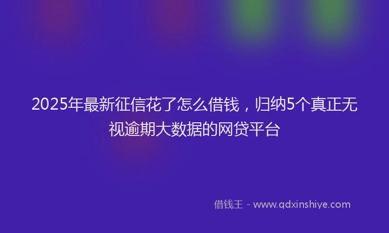 2025年最新征信花了怎么借钱，归纳5个真正无视逾期大数据的网贷平台