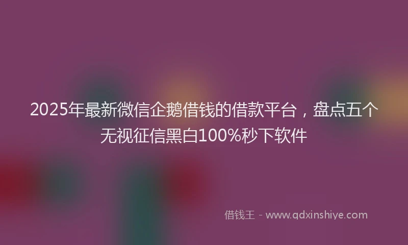2025年最新微信企鹅借钱的借款平台，盘点五个无视征信黑白100%秒下软件