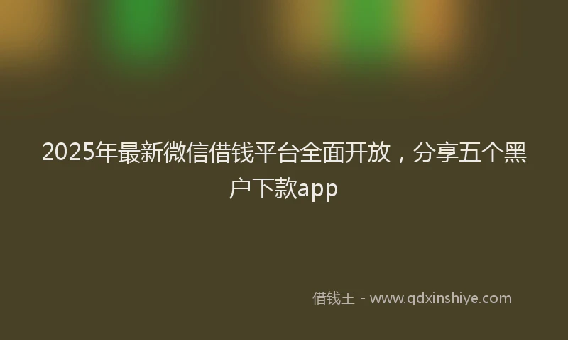 2025年最新微信借钱平台全面开放，分享五个黑户下款app