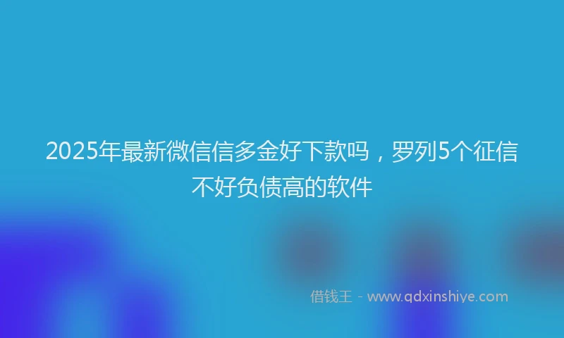 2025年最新微信信多金好下款吗，罗列5个征信不好负债高的软件