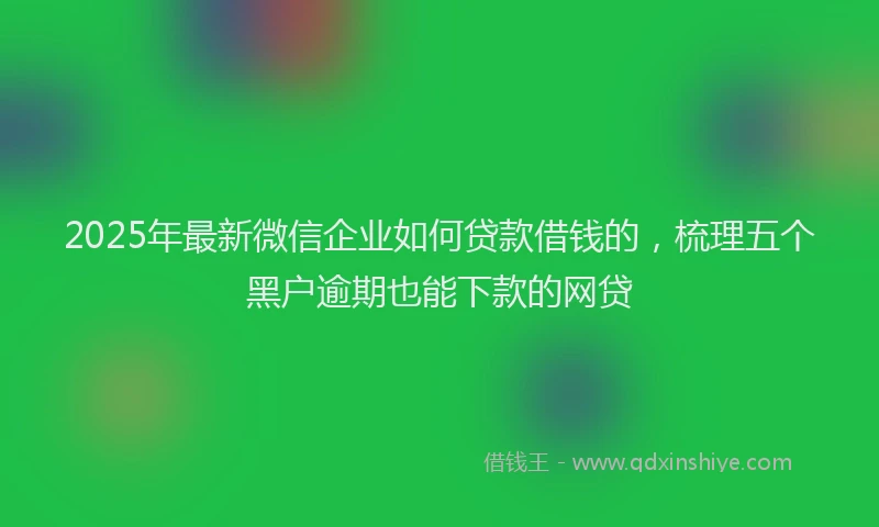 2025年最新微信企业如何贷款借钱的，梳理五个黑户逾期也能下款的网贷