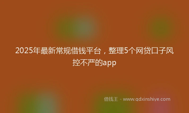 2025年最新常规借钱平台，整理5个网贷口子风控不严的app
