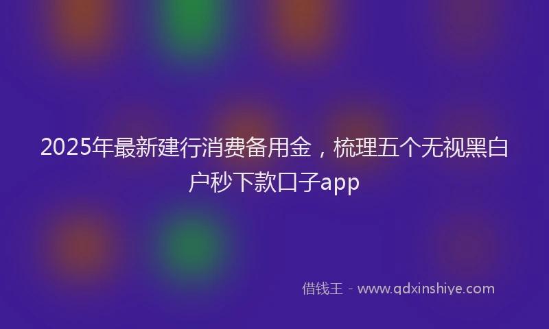 2025年最新建行消费备用金，梳理五个无视黑白户秒下款口子app