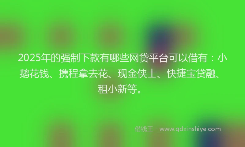 2025年的强制下款有哪些网贷平台可以借有：小鹅花钱、携程拿去花、现金侠士、快捷宝贷融、租小新等。
