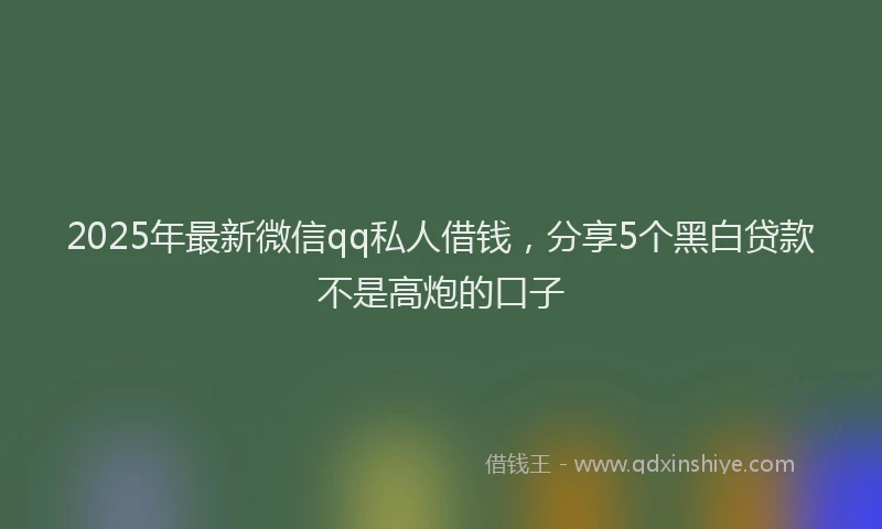 2025年最新微信qq私人借钱，分享5个黑白贷款不是高炮的口子