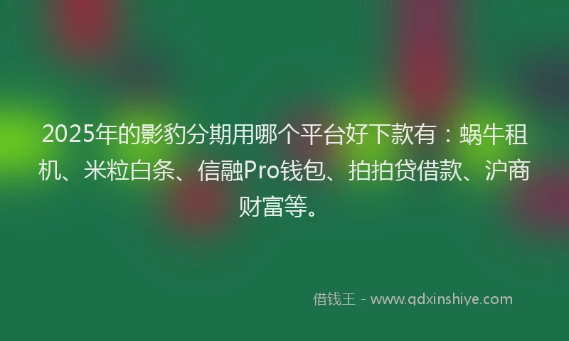 2025年的影豹分期用哪个平台好下款有：蜗牛租机、米粒白条、信融Pro钱包、拍拍贷借款、沪商财富等。