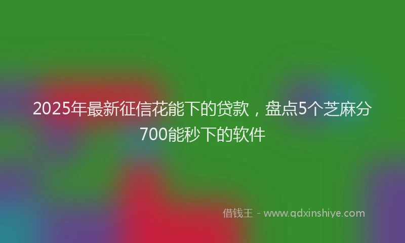 2025年最新征信花能下的贷款，盘点5个芝麻分700能秒下的软件