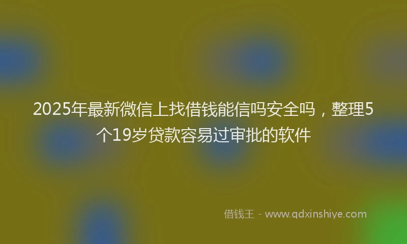 2025年最新微信上找借钱能信吗安全吗，整理5个19岁贷款容易过审批的软件