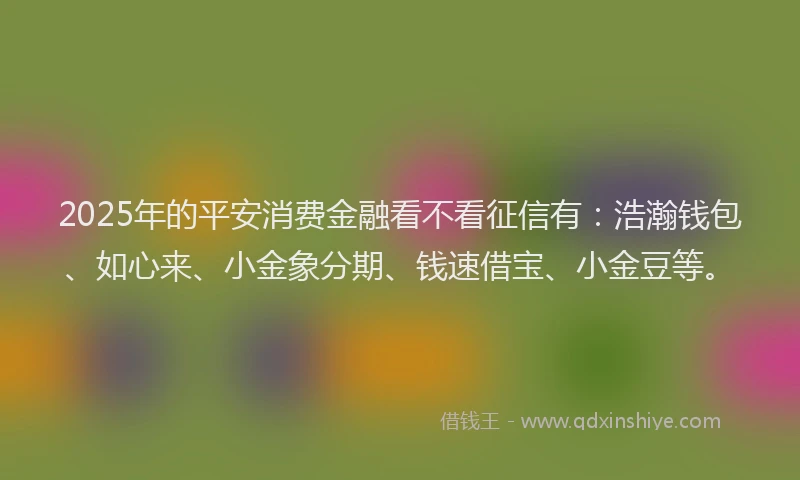 2025年的平安消费金融看不看征信有：浩瀚钱包、如心来、小金象分期、钱速借宝、小金豆等。