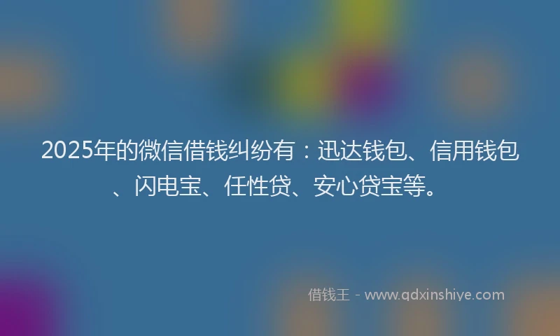 2025年的微信借钱纠纷有：迅达钱包、信用钱包、闪电宝、任性贷、安心贷宝等。