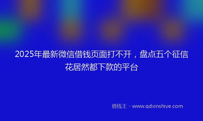 2025年最新微信借钱页面打不开，盘点五个征信花居然都下款的平台