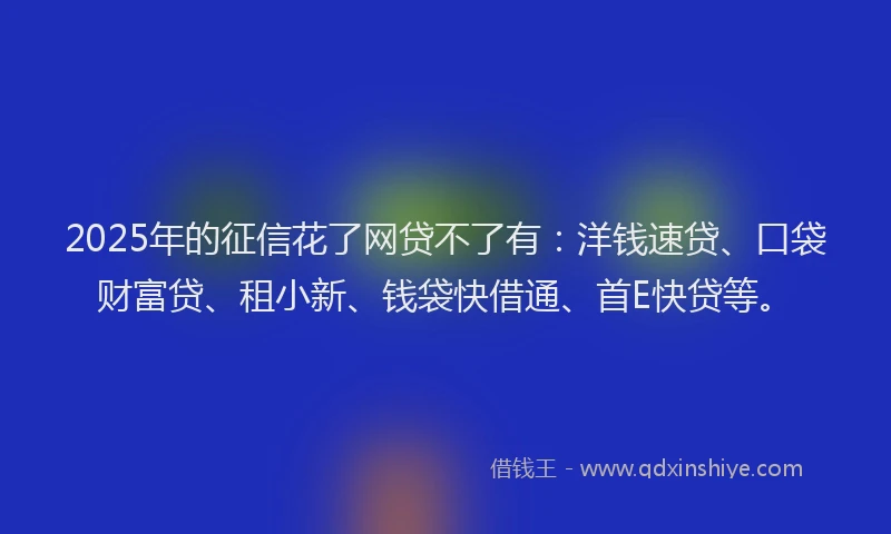 2025年的征信花了网贷不了有：洋钱速贷、口袋财富贷、租小新、钱袋快借通、首E快贷等。