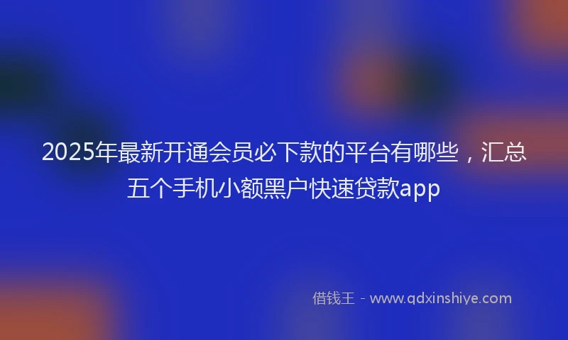 2025年最新开通会员必下款的平台有哪些，汇总五个手机小额黑户快速贷款app