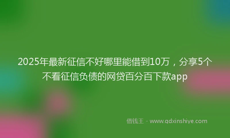 2025年最新征信不好哪里能借到10万，分享5个不看征信负债的网贷百分百下款app