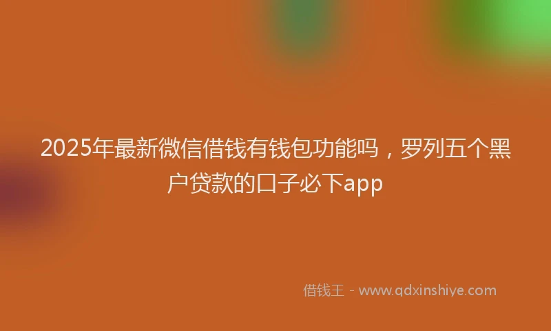 2025年最新微信借钱有钱包功能吗，罗列五个黑户贷款的口子必下app
