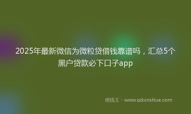 2025年最新微信为微粒贷借钱靠谱吗，汇总5个黑户贷款必下口子app