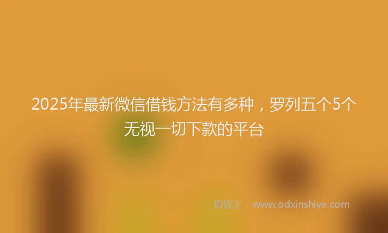 2025年最新微信借钱方法有多种，罗列五个5个无视一切下款的平台