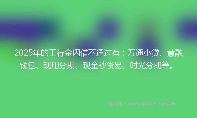 2025年的工行金闪借不通过有：万通小贷、慧融钱包、现用分期、现金秒贷易、时光分期等。