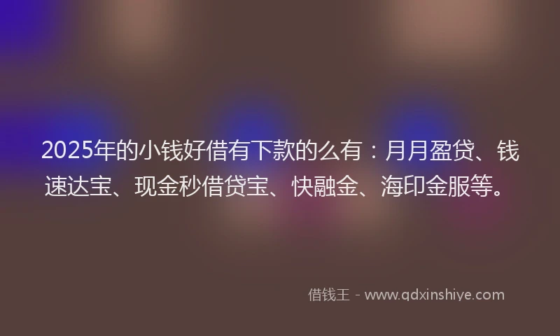2025年的小钱好借有下款的么有：月月盈贷、钱速达宝、现金秒借贷宝、快融金、海印金服等。