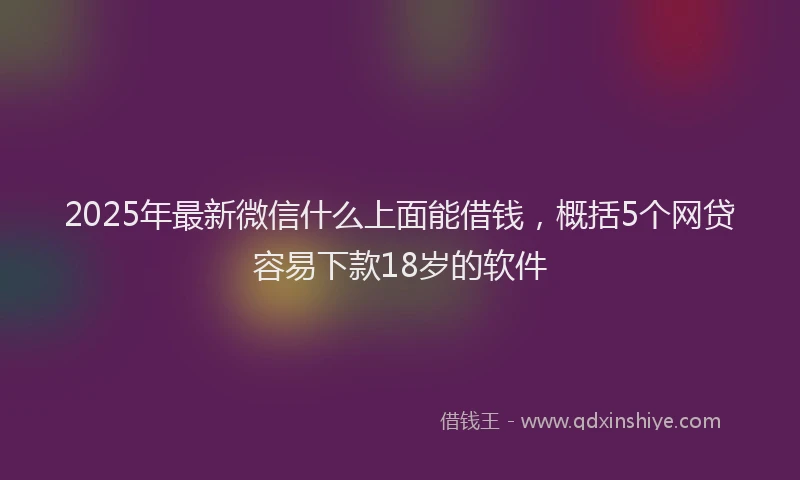 2025年最新微信什么上面能借钱，概括5个网贷容易下款18岁的软件