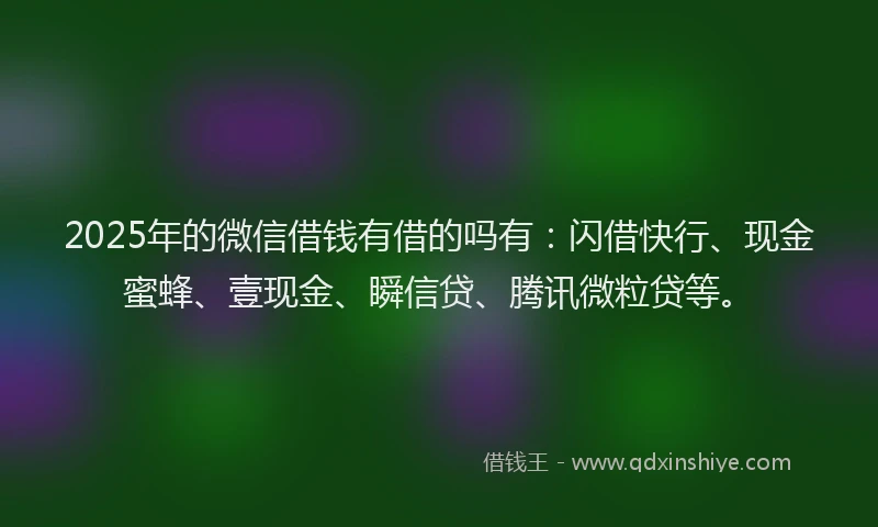2025年的微信借钱有借的吗有：闪借快行、现金蜜蜂、壹现金、瞬信贷、腾讯微粒贷等。