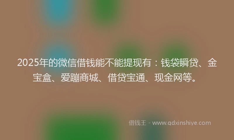 2025年的微信借钱能不能提现有：钱袋瞬贷、金宝盒、爱蹦商城、借贷宝通、现金网等。