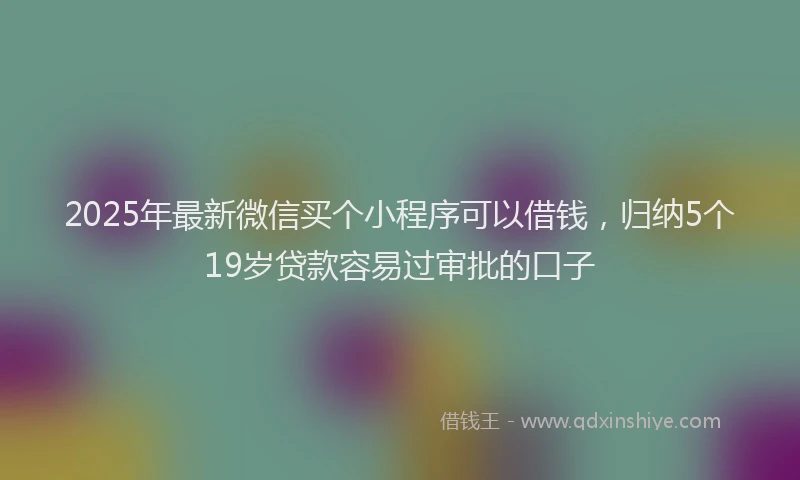2025年最新微信买个小程序可以借钱，归纳5个19岁贷款容易过审批的口子