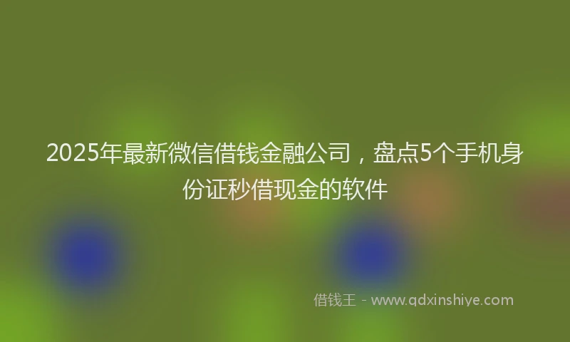 2025年最新微信借钱金融公司，盘点5个手机身份证秒借现金的软件
