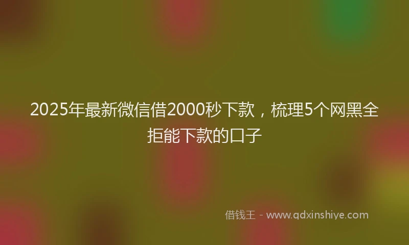2025年最新微信借2000秒下款，梳理5个网黑全拒能下款的口子