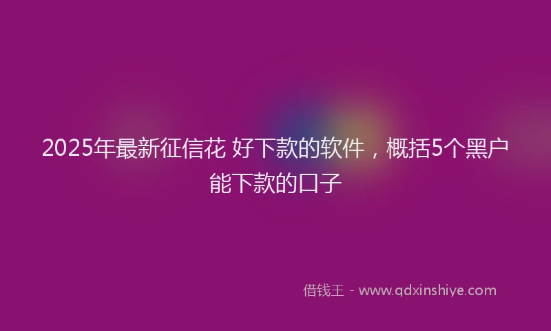 2025年最新征信花 好下款的软件，概括5个黑户能下款的口子