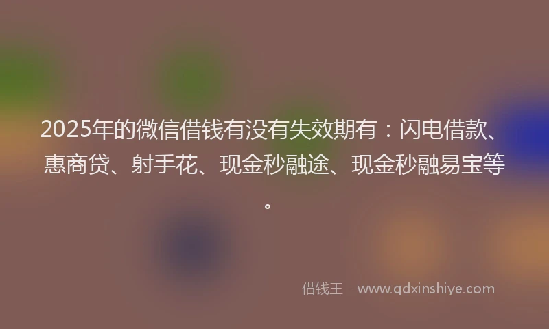 2025年的微信借钱有没有失效期有：闪电借款、惠商贷、射手花、现金秒融途、现金秒融易宝等。