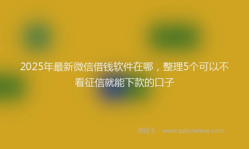 2025年最新微信借钱软件在哪，整理5个可以不看征信就能下款的口子