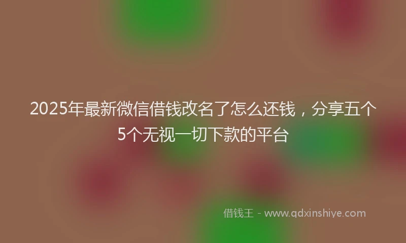 2025年最新微信借钱改名了怎么还钱，分享五个5个无视一切下款的平台