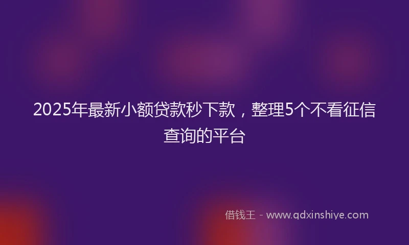 2025年最新小额贷款秒下款，整理5个不看征信查询的平台