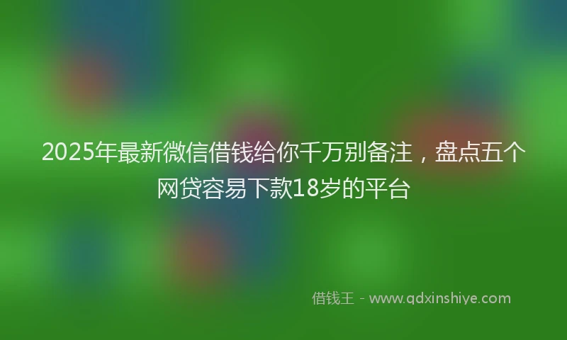 2025年最新微信借钱给你千万别备注，盘点五个网贷容易下款18岁的平台