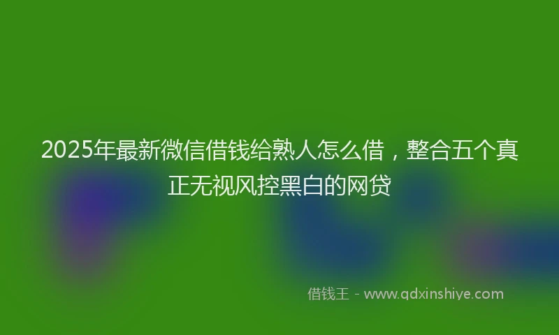 2025年最新微信借钱给熟人怎么借，整合五个真正无视风控黑白的网贷