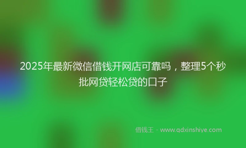 2025年最新微信借钱开网店可靠吗，整理5个秒批网贷轻松贷的口子