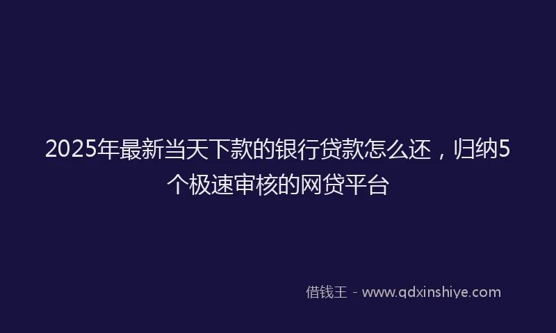 2025年最新当天下款的银行贷款怎么还，归纳5个极速审核的网贷平台