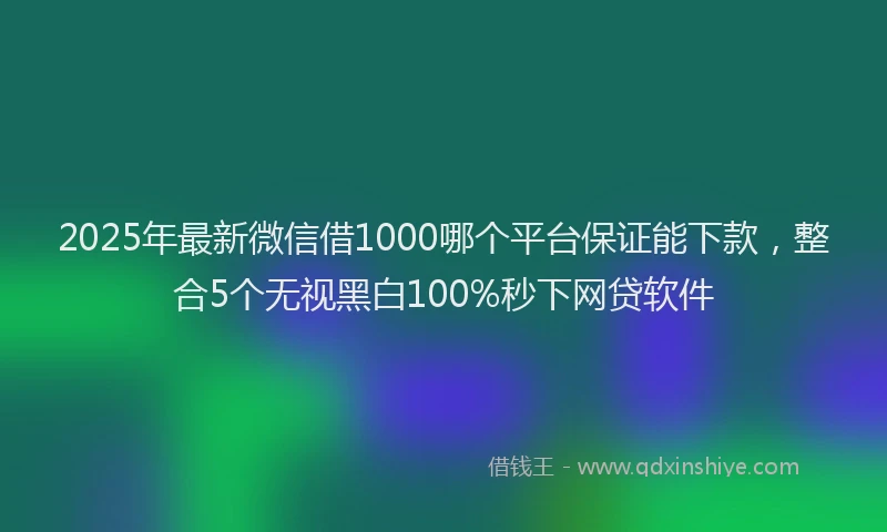 2025年最新微信借1000哪个平台保证能下款，整合5个无视黑白100%秒下网贷软件