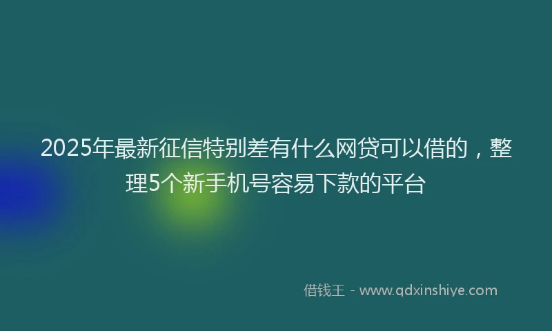 2025年最新征信特别差有什么网贷可以借的，整理5个新手机号容易下款的平台