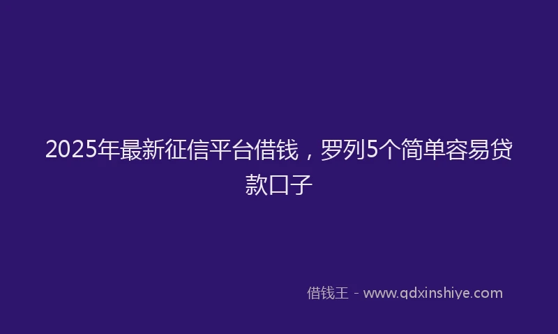 2025年最新征信平台借钱，罗列5个简单容易贷款口子
